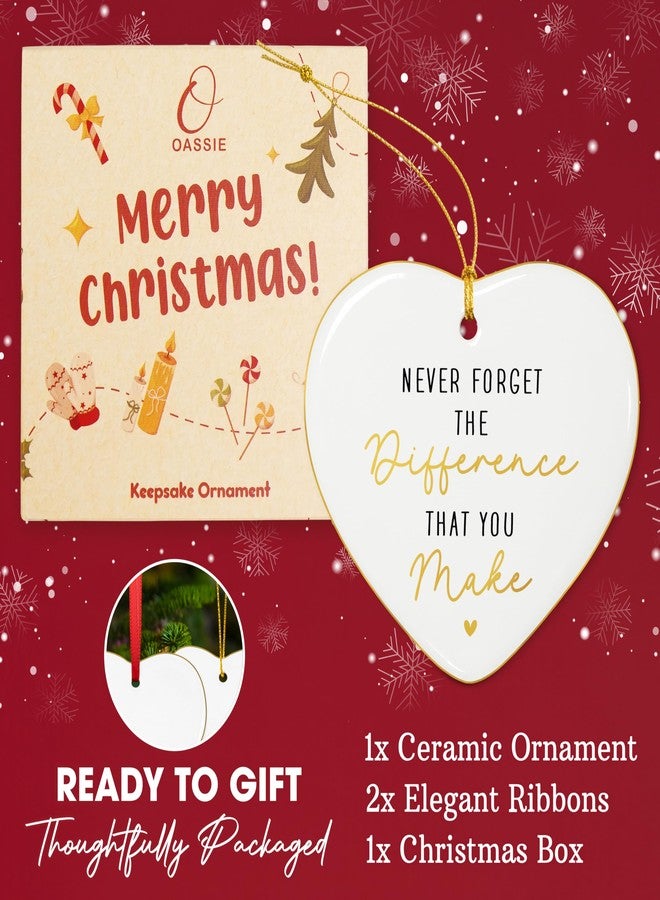 OASSIE Christmas Thank You Gifts for Women - Ceramic Christmas Ornaments 2025 for Tree Decorations - Appreciation Retirement Stocking Stuffers Gifts for Women Boss Coworker Teacher Nurse Friend - Image 2
